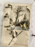 Carte postale ancienne Bonne année gui photo hiver CPA vintage