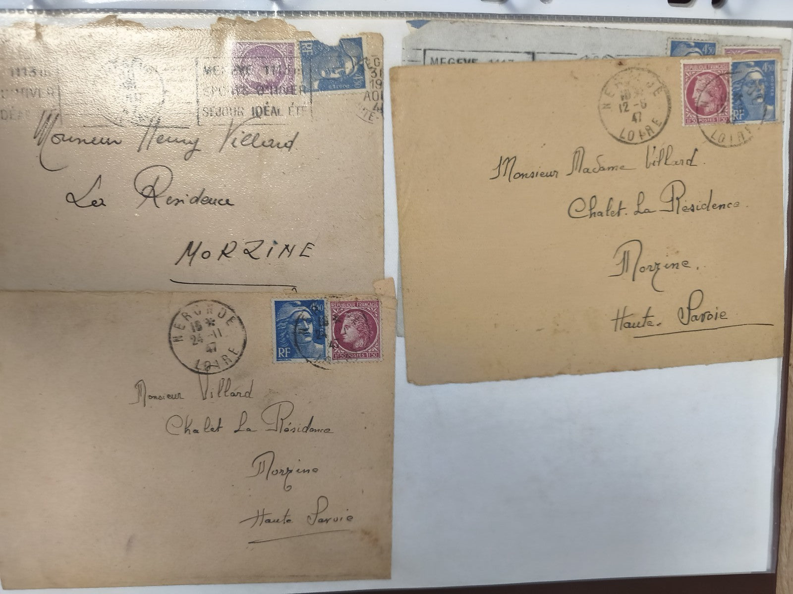 Lot anciennes enveloppes philatélie France, timbres oblitérés, Morzine