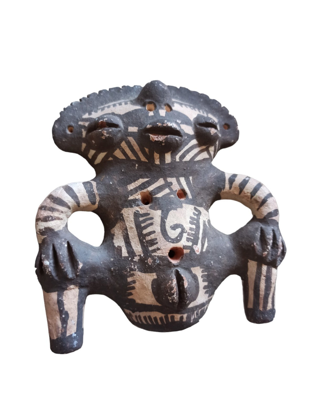 Figurines précolombiennes décor noir et blanc style Amérique du Sud reproduction