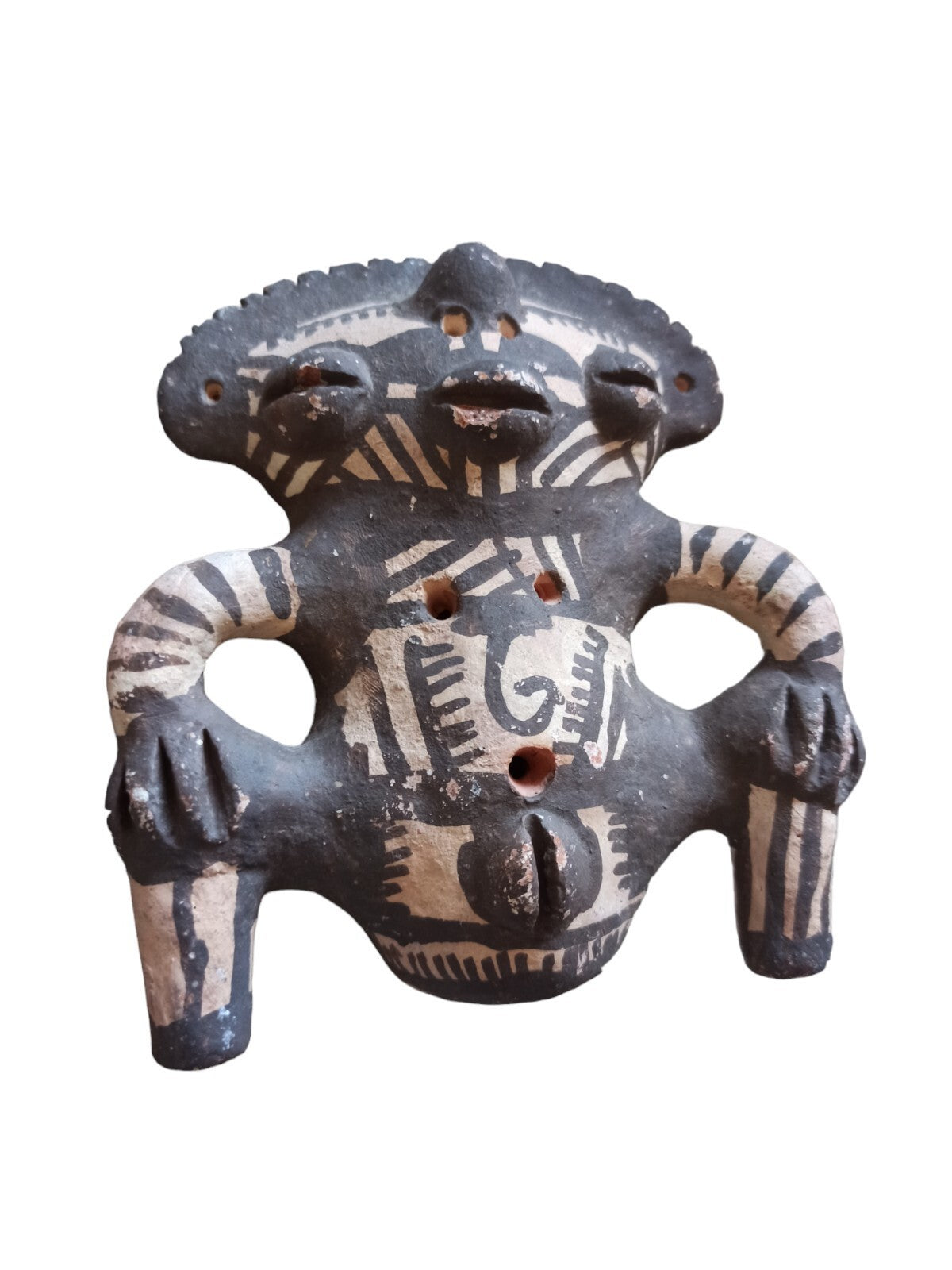 Figurines précolombiennes décor noir et blanc style Amérique du Sud reproduction
