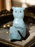 Statue hibou onyx naturel sculpté vintage déco pierre artisanat animalier