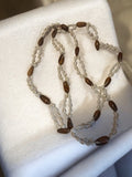 Collier ancien coquillages naturel perles marron vintage rétro bijou d'occasion