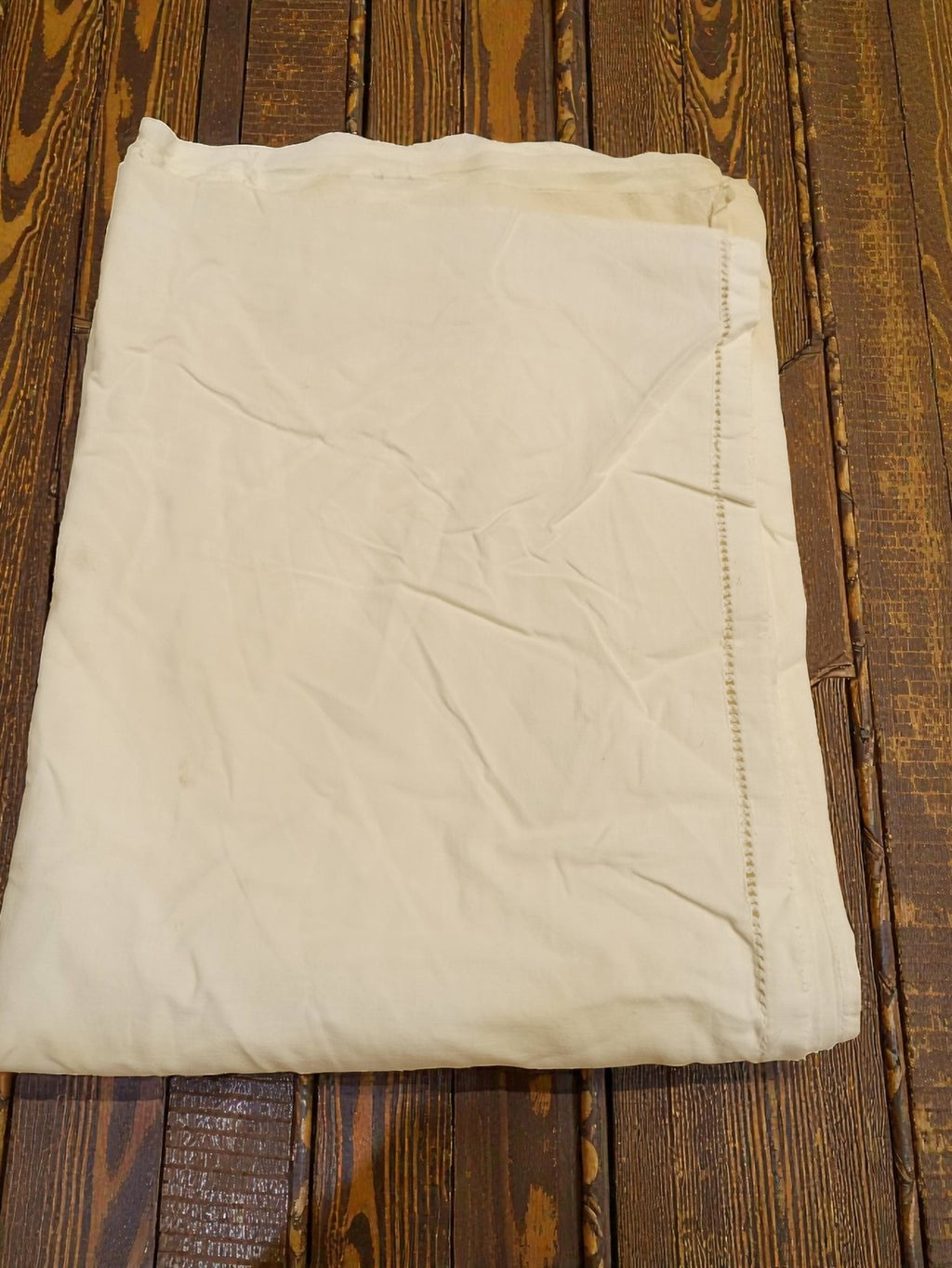 Drap de lit ancien brodé ancre fin XIXe vintage rétro collection linge Ancienne