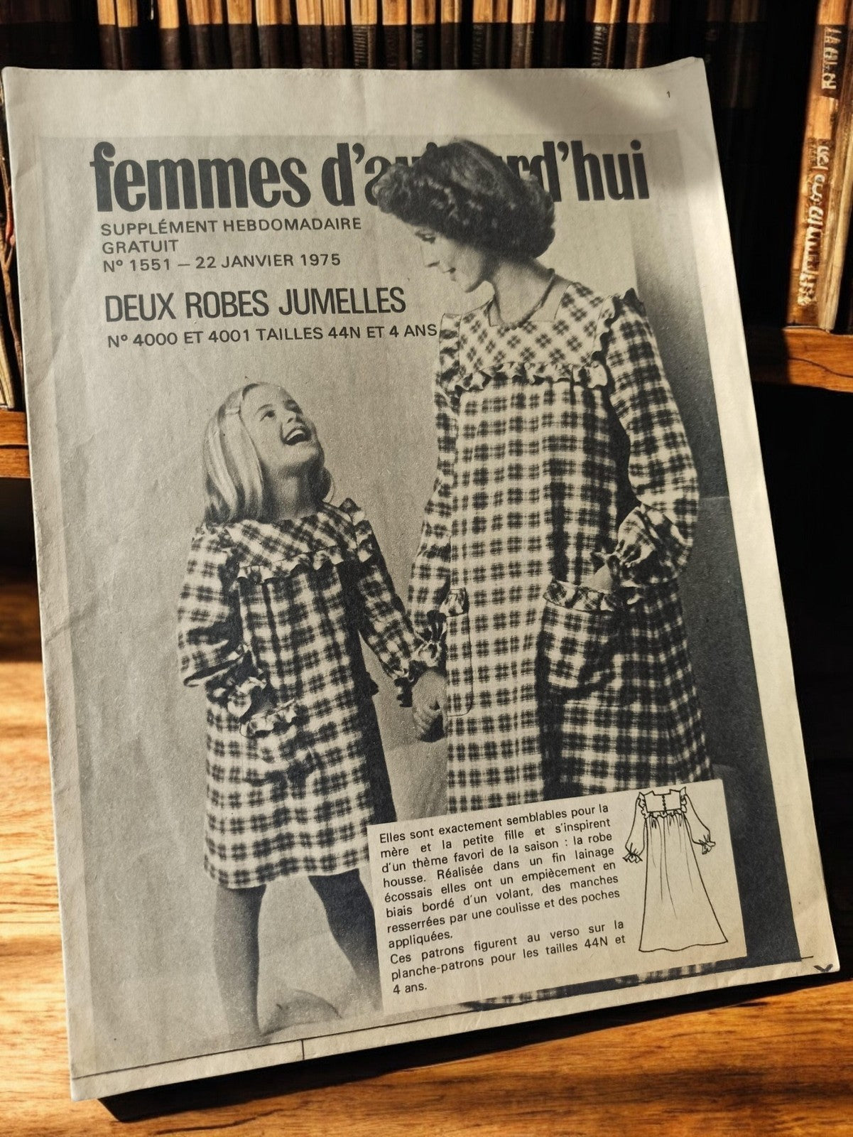 Patron couture vintage 1975 Femmes d?Aujourd?hui robe jumelle rétro