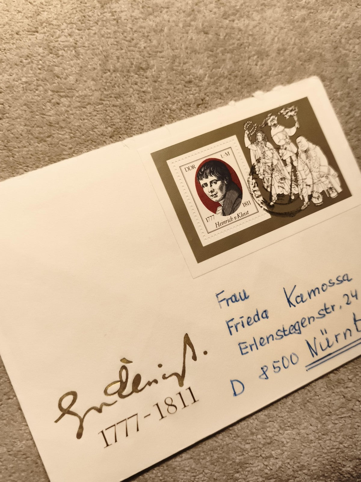 Lettre affranchie DDR Heinrich von Kleist 1777-1811, enveloppe illustrée philaté