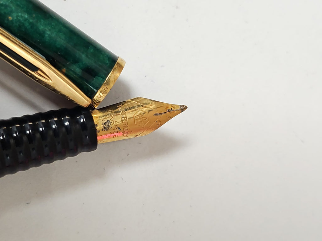 Waterman stylo roller vert marbré écriture fluide design élégant d'occasion