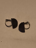 Boucles d’oreilles vintage demi-lune noires, clip rétro années 80
