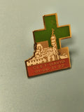Vintage pin's pharmacie Clet David croix verte bâtiment ancien collection