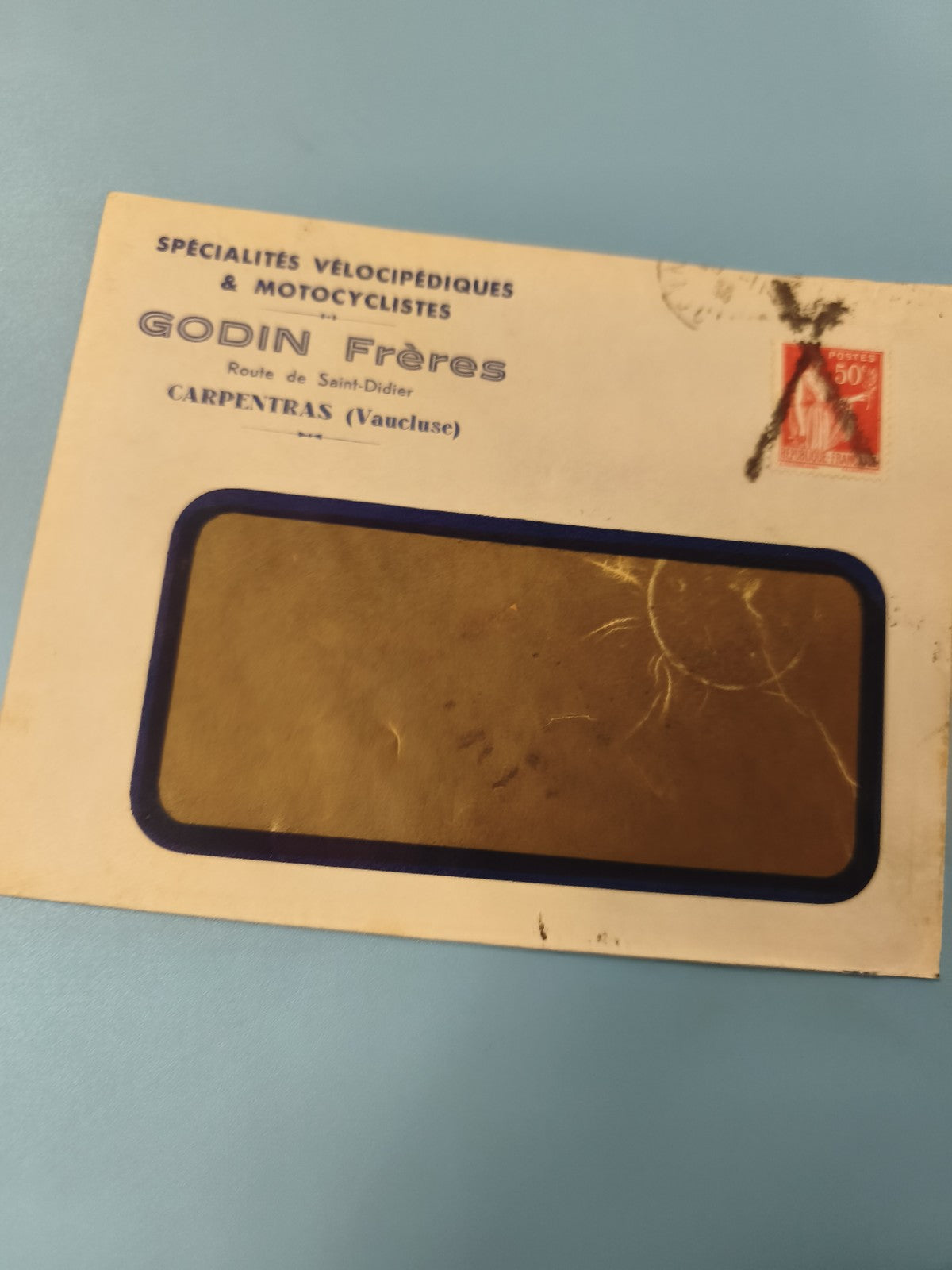 Ancienne enveloppe GODIN Frères Carpentras avec timbre oblitéré philatélie