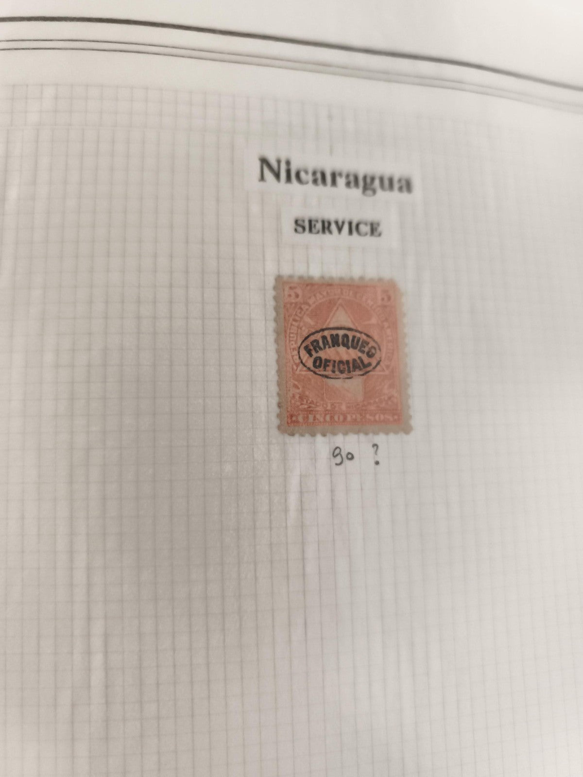 Timbre ancien Nicaragua SERVICE Franqueo Oficial rose philatélie vintage