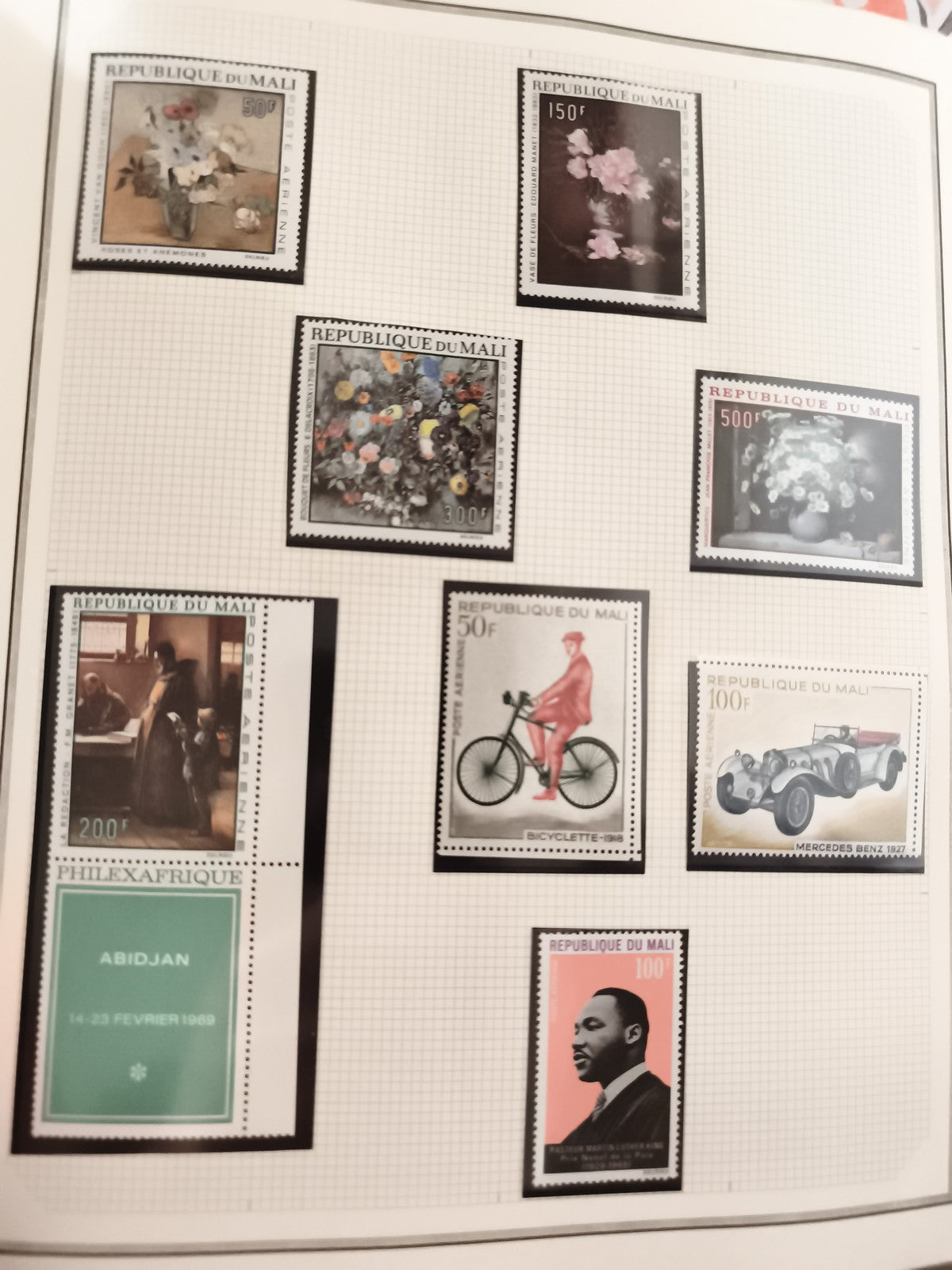 Timbres neufs République du Mali anciens fleurs, véhicules, personnalités