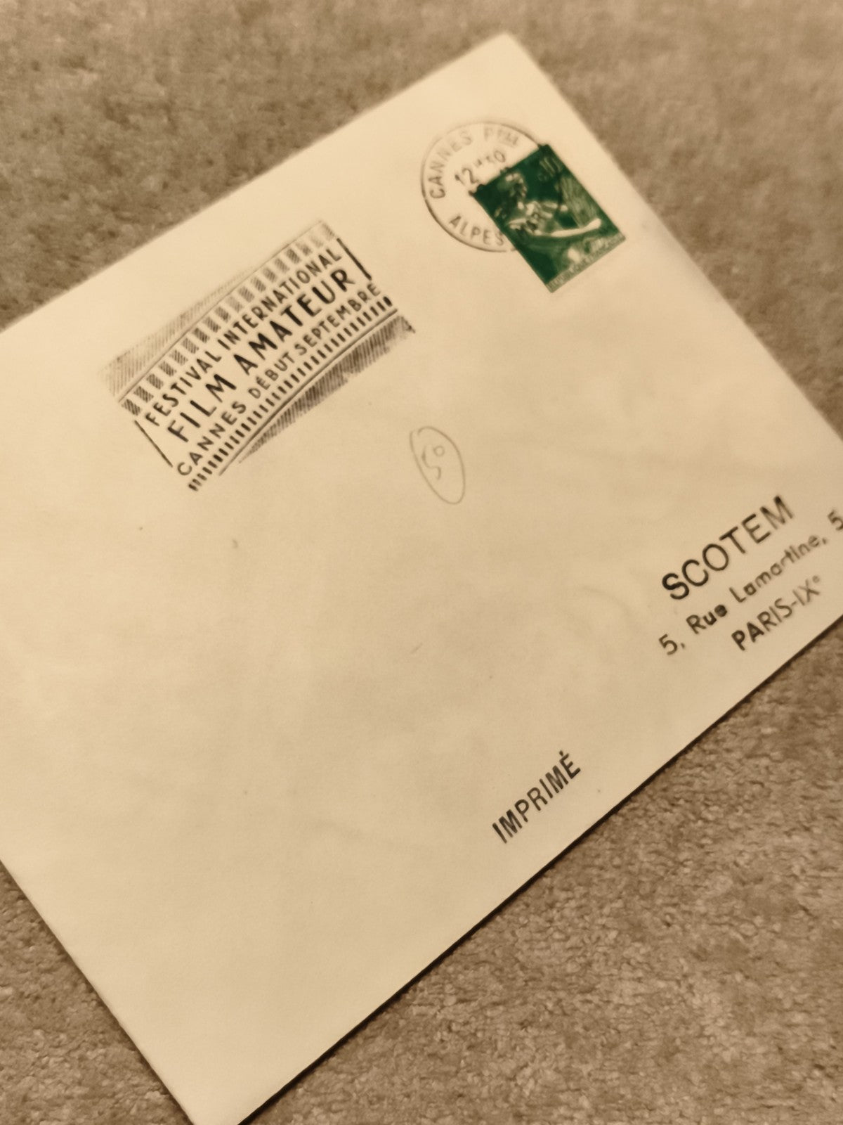 Lettre Festival Film Amateur Cannes 1940 philatélie imprimé cachet Alpes