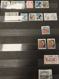 Lot anciens timbres oblitérés USA oiseaux personnages art drapeau collection