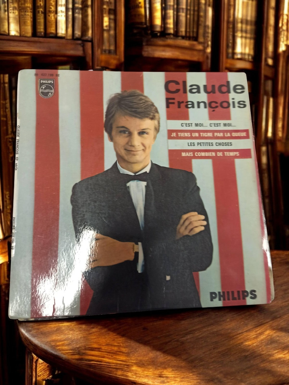 Disque vinyle 45 tours Claude François Philips vintage pochette rayée rétro