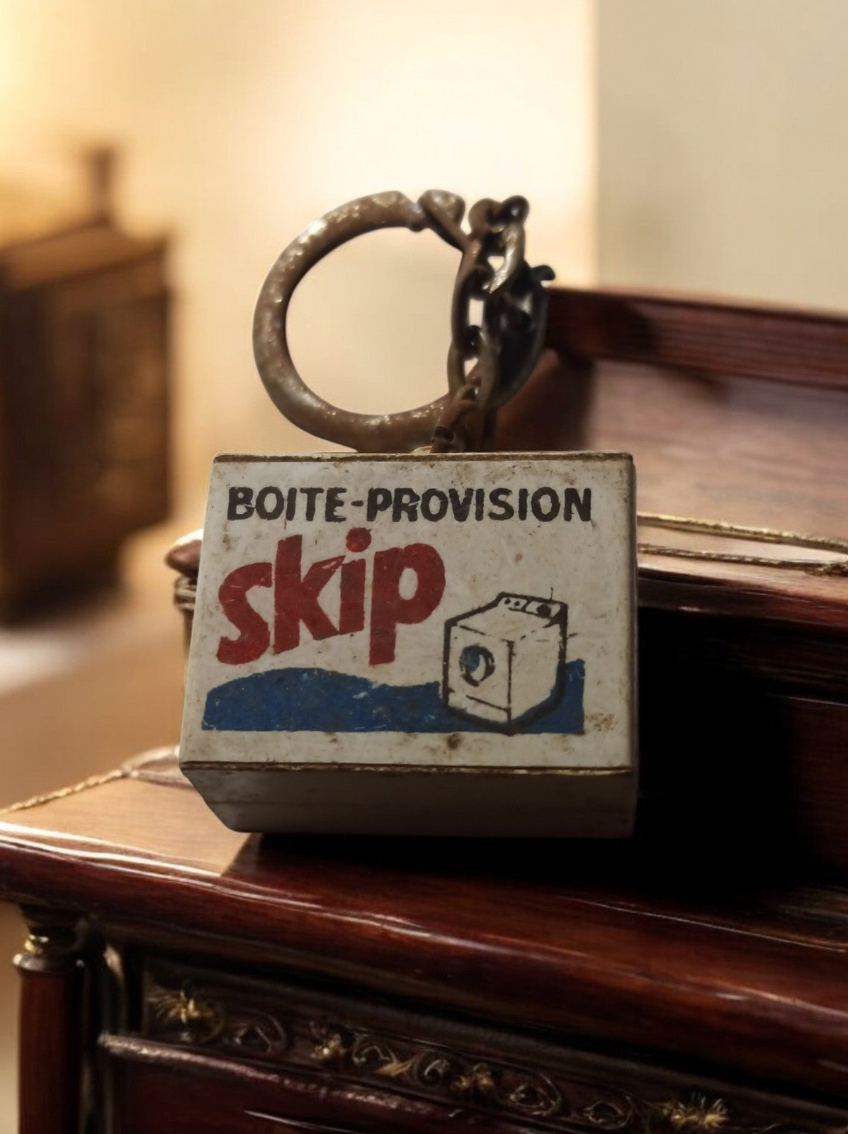 Porte-clés boîte provision Skip publicitaire vintage années 70 lessive rétro