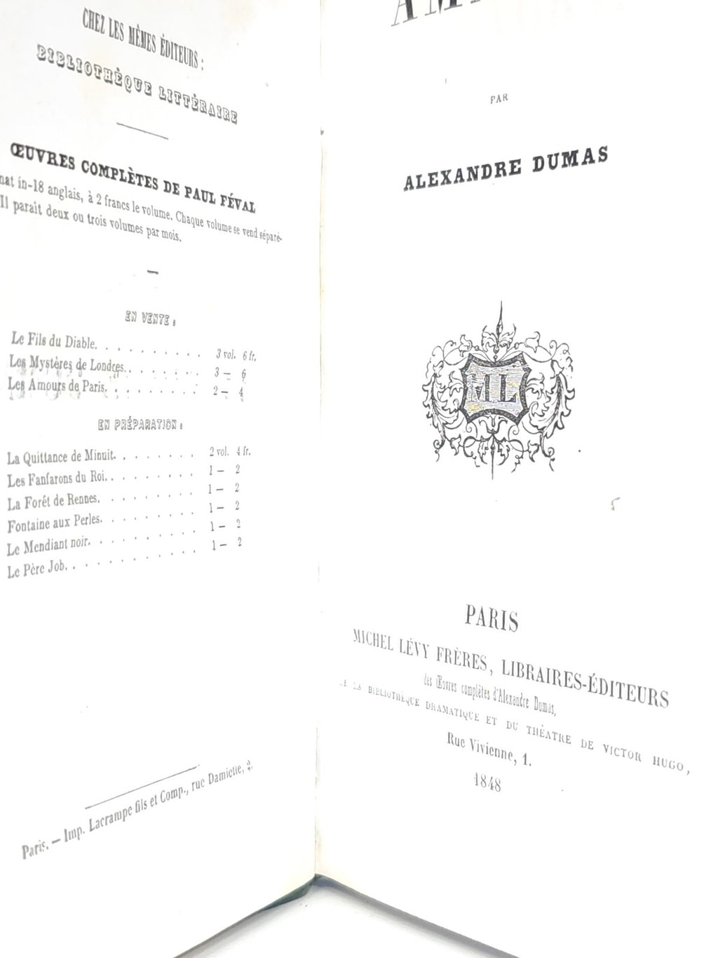 Ancien livre vintage ?uvres complètes Alexandre Dumas collection littérature rar