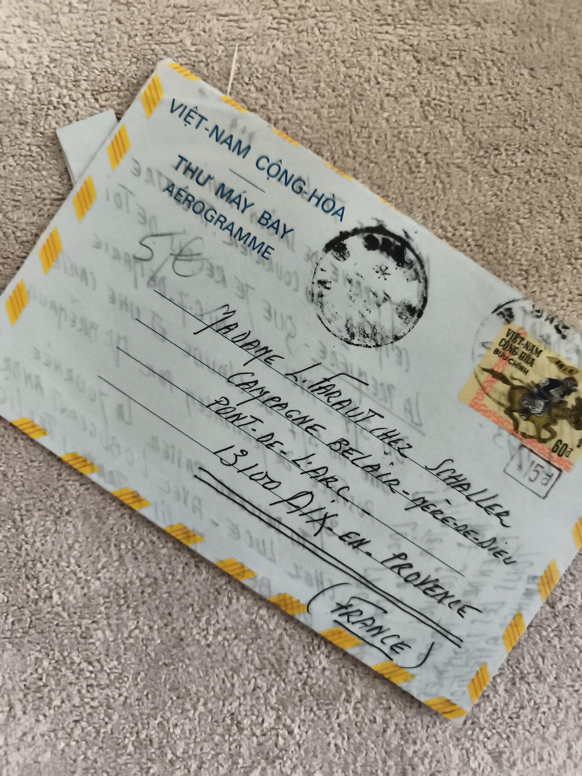 Aérogramme Vietnam République affranchi 80d Thư Máy Bay philatélie France