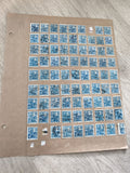 Gros lot ancien timbres Marianne 50c bleus sur planche philatélie étude