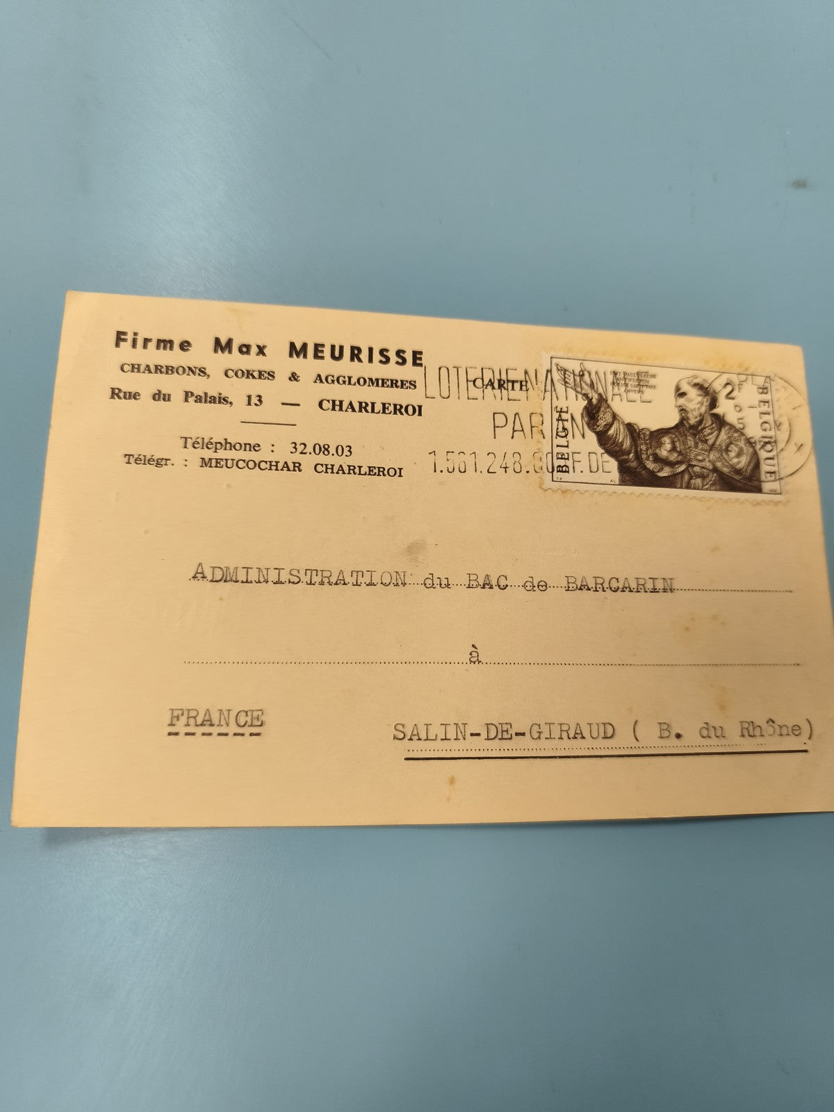 Ancienne enveloppe timbrée Belgique oblitérée, Firme Max Meurisse, collection