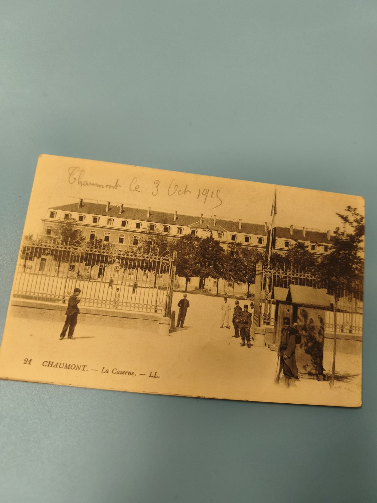Ancienne carte postale animée Chaumont caserne 1915 vintage militaire (Ref 2)