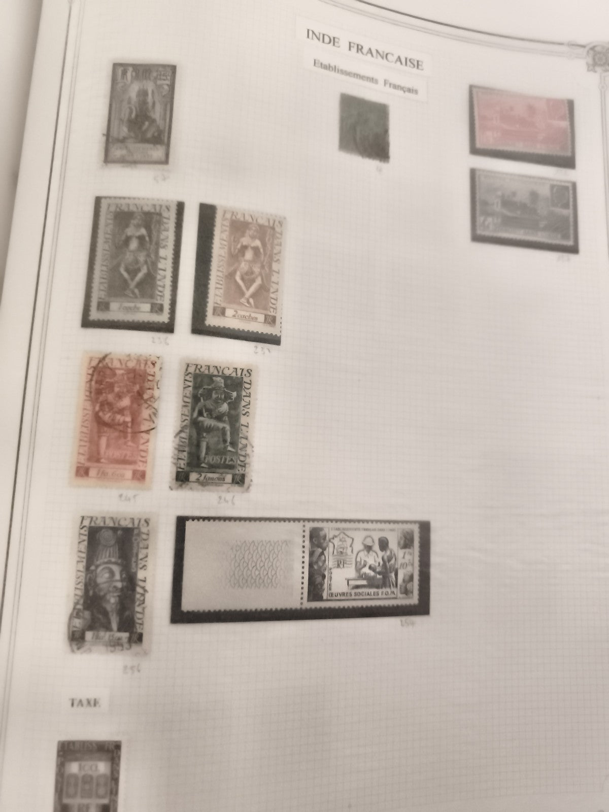 Timbres Inde Française anciens, lot philatélie France Outre-mer, oblitérés/mint