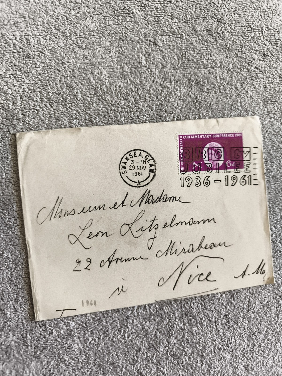 Lettre oblitérée 1961 timbre Royaume-Uni Jubilee 1936-1961 philatélie
