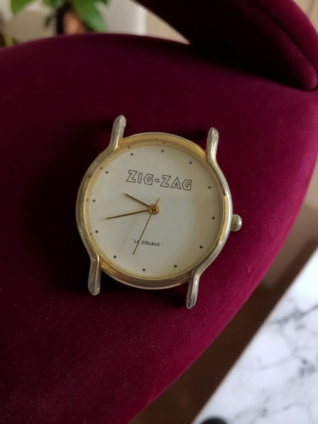 Montre homme vintage Zig-Zag cadran doré "Le Zouave" ancien