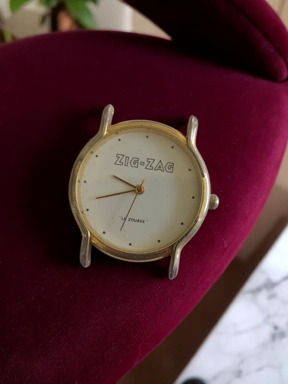 Montre homme vintage Zig-Zag cadran doré "Le Zouave" ancien