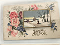 Carte postale ancienne Joyeux Noël fleurs hiver paysage CPA vintage