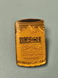 Vintage pin's bière Busch ancien, forme canette, jaune doré, collection (Ref 18)