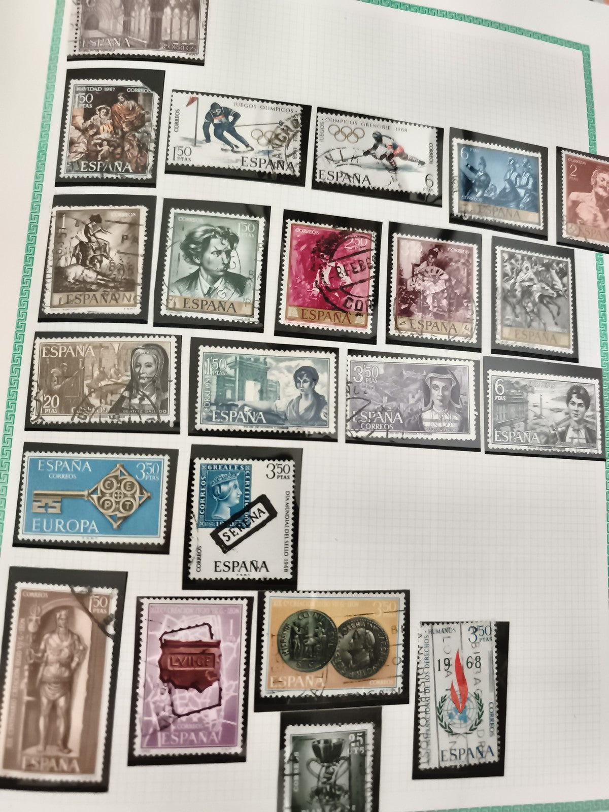 Timbres Espagne oblitérés thématiques historiques sport art lot philatélie