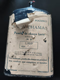 Boîte ancienne poudre chasse Saint-Chamas métal étiquette 1939 vintage déco