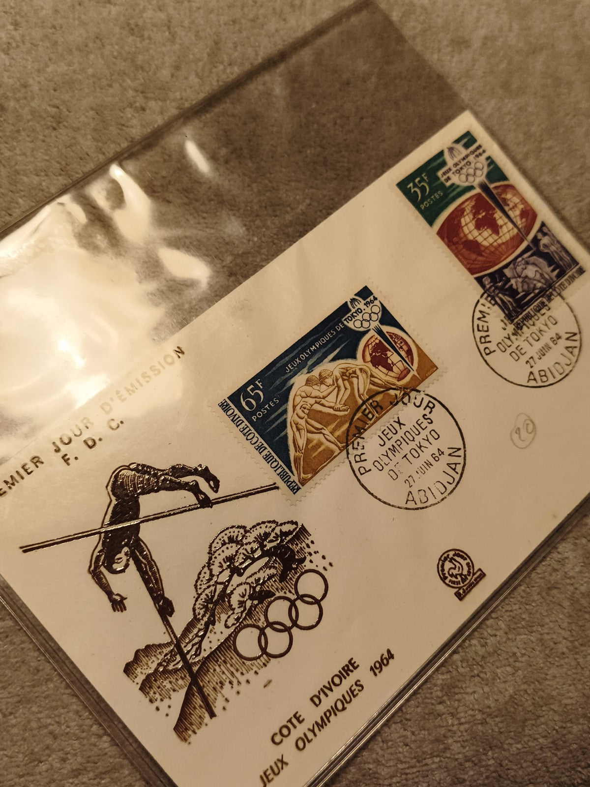 Premier Jour Cote d'Ivoire JO Tokyo 1964 FDC timbres Jeux Olympiques philatélie