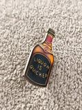 Pin's vintage bouteille "Liquor is Quicker" humour émaillé (Ref 5)