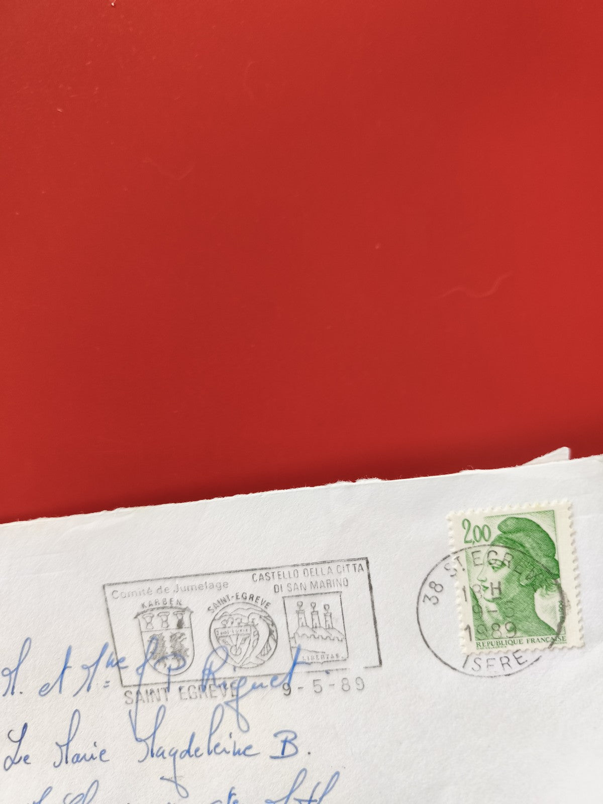 Enveloppe philatélie timbrée France 2,00F Marianne oblitérée Saint-Egrève