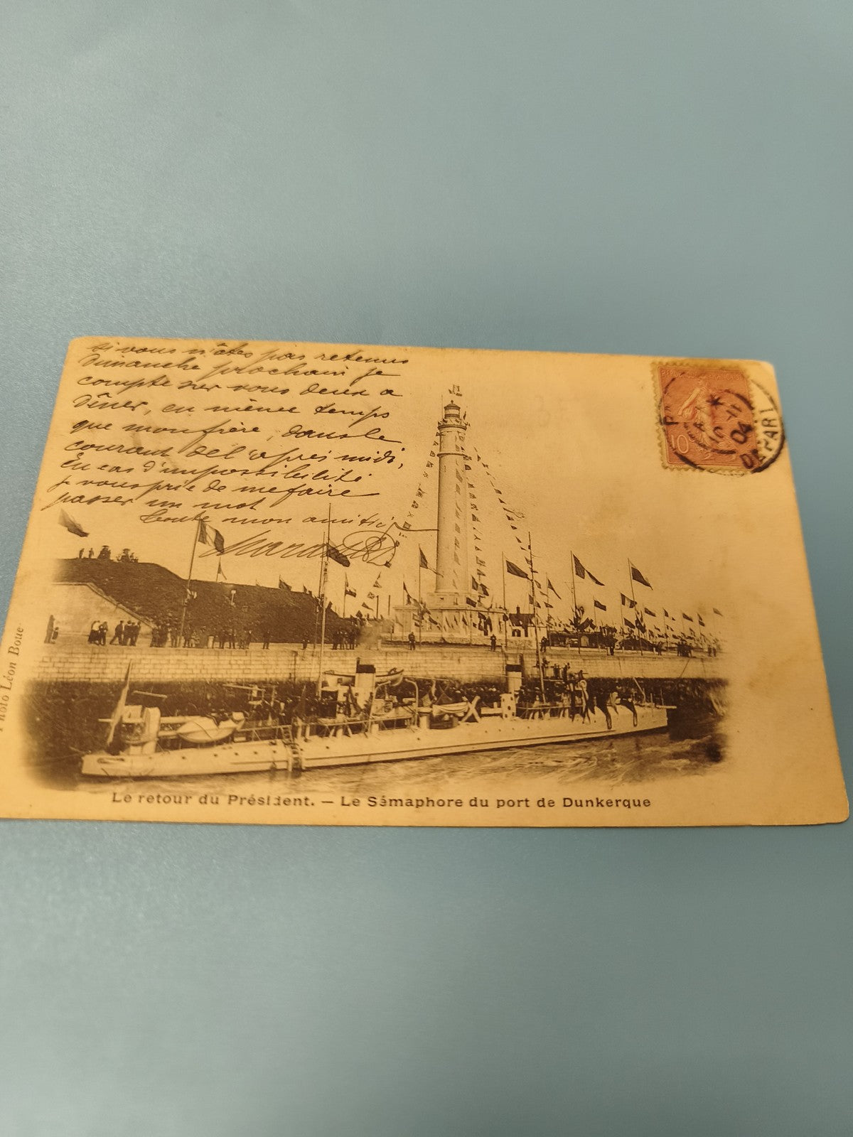 Carte postale ancienne CPA Dunkerque sémaphore bateau timbrée écrite vintage