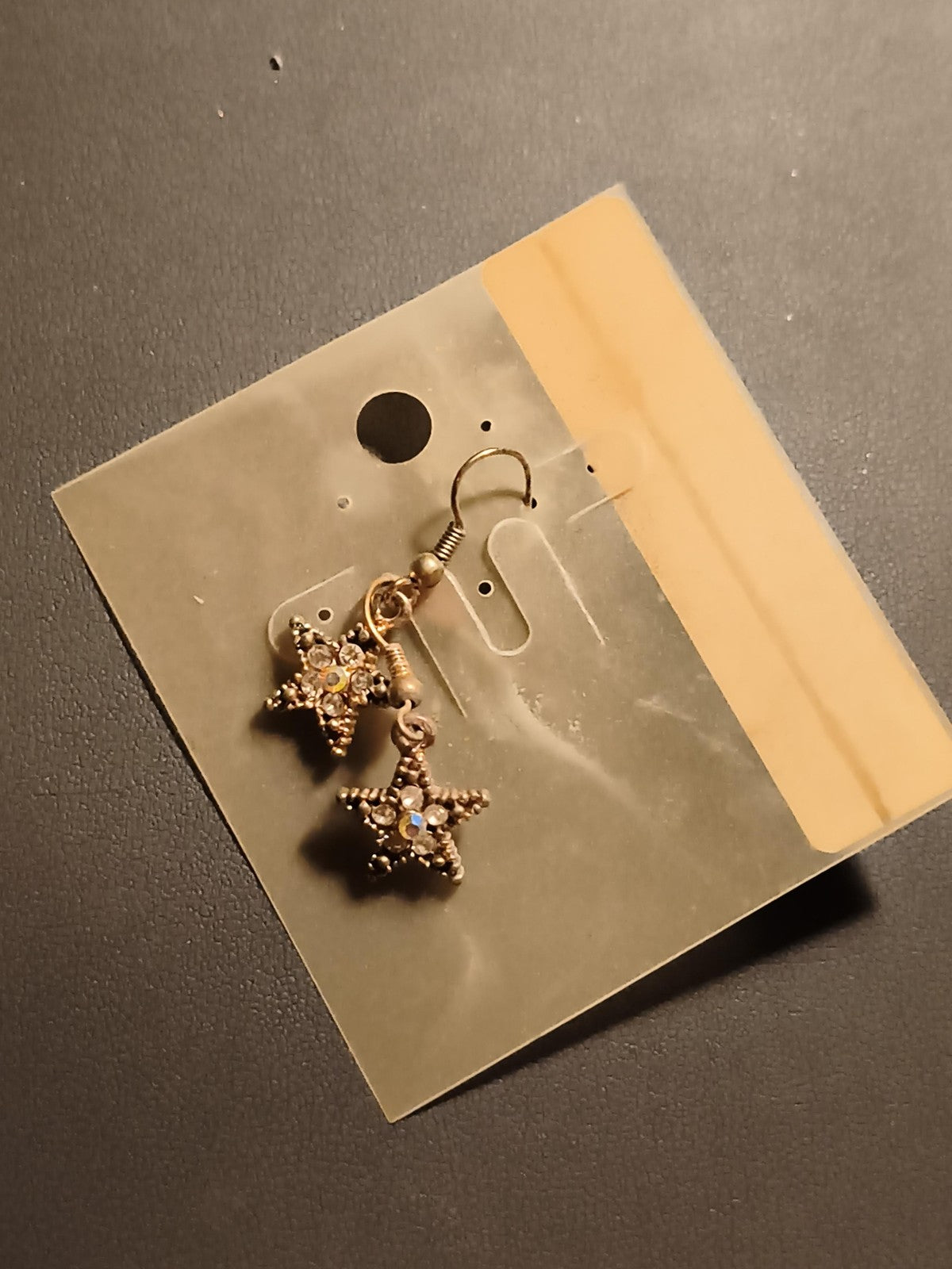 Boucles d'oreilles vintage pendantes étoile strass deadstock, style rétro