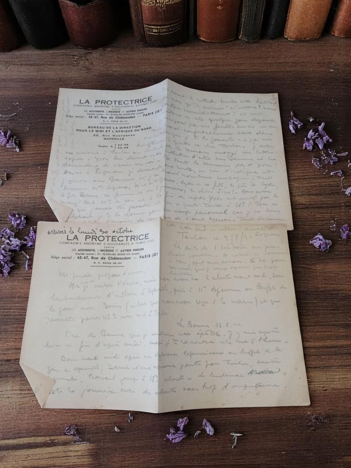 Lettre manuscrite ancienne 1939-1945 sur papier à en-tête LA PROTECTRICE vintage
