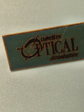 Vintage pin's Lunettes Optical distribution, rectangulaire, bleu vert, collectio