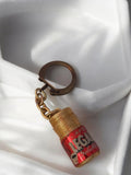 Porte-clés ancien Café Legal publicitaire vintage rétro, pot rouge doré