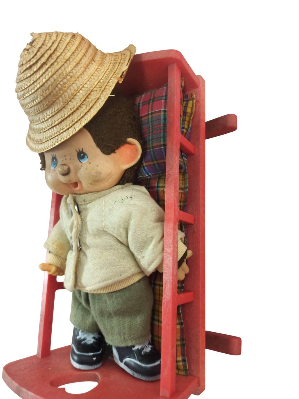 Poupée Monchhichi vintage années 80 avec lit, habits d’origine, Kiki rétro