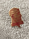 Pin's vintage BASIC HOMME visage doré rouge, badge rétro années 80/90 (Ref 6)