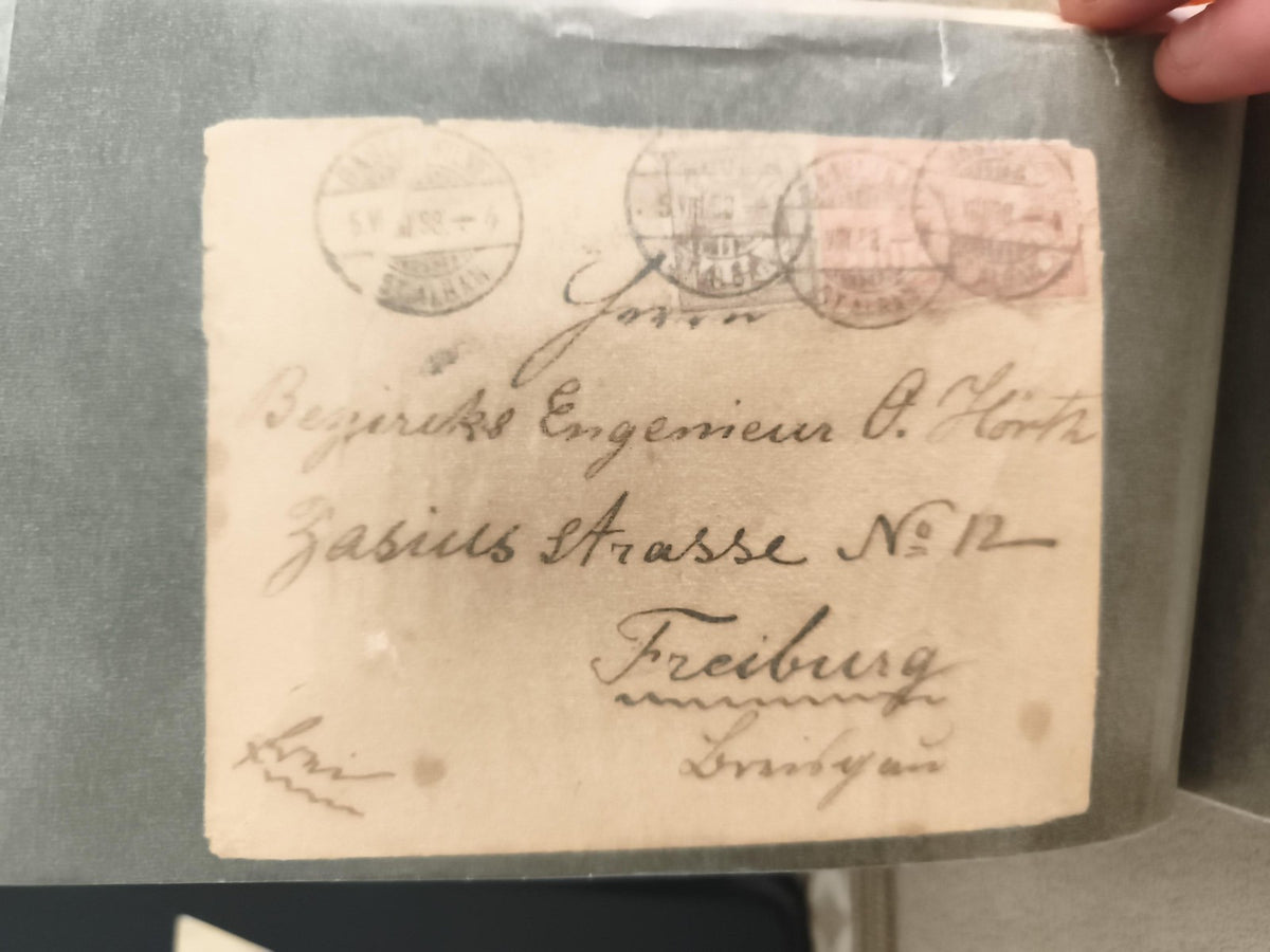 Lettre ancienne affranchie timbres Allemagne cachet 1882 philatélie Freiburg