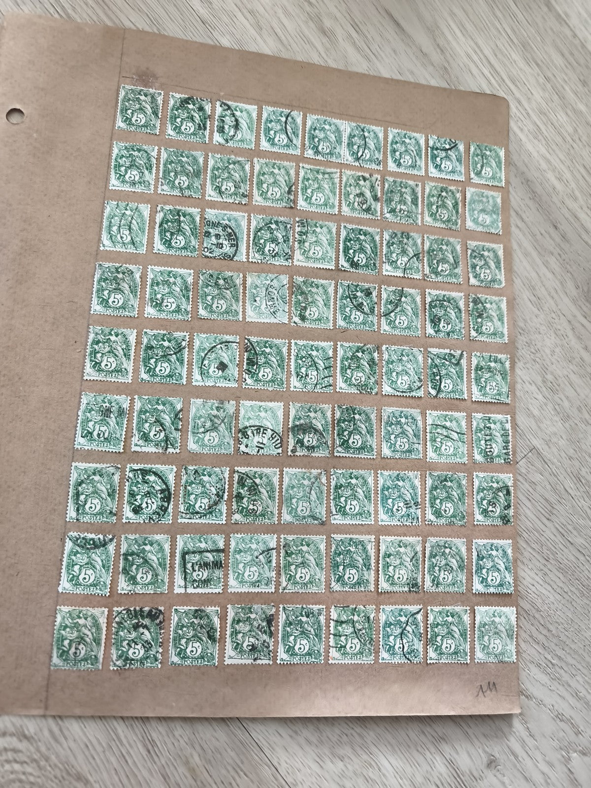 Lot ancien timbres Marianne 5c vert oblitérés planche philatélie collection