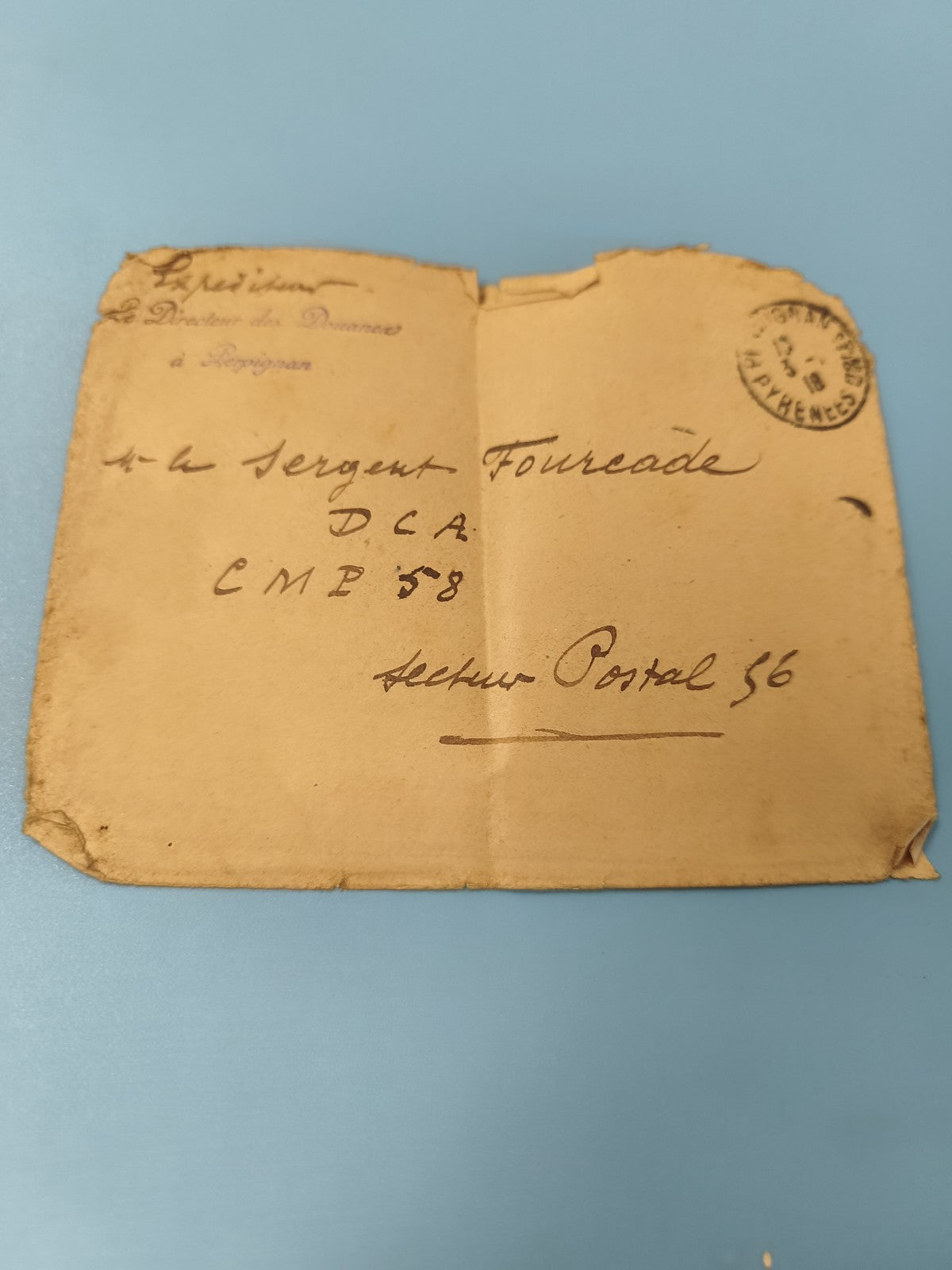Ancienne enveloppe philatélie militaire DCA Secteur Postal 56 manuscrite