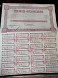 Action au porteur Paris-Foncier 1927, document financier ancien vintage rétro