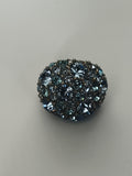 Bague vintage pavée strass bleu, style cocktail, taille 54, rétro années 60