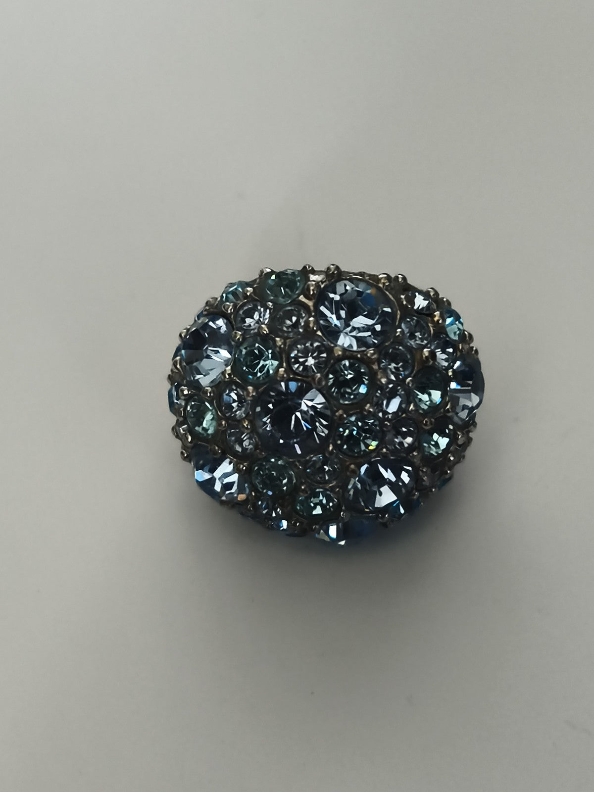 Bague vintage pavée strass bleu, style cocktail, taille 54, rétro années 60