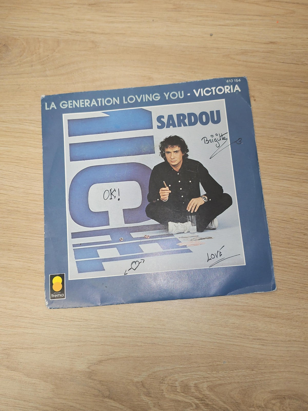 Vinyle 45 tours ancien Michel Sardou, disque vintage rétro, collection musique