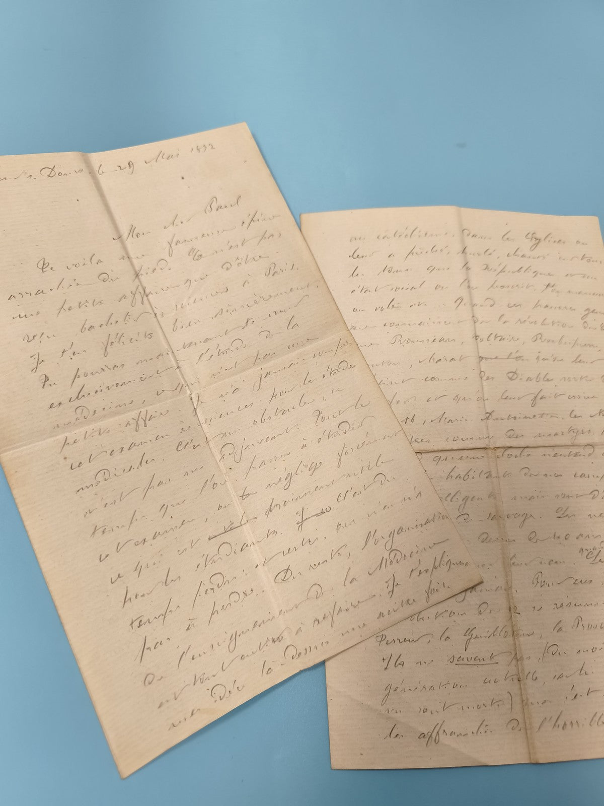 Ancienne lettre manuscrite 1852, papier d'époque, écriture ancienne collection
